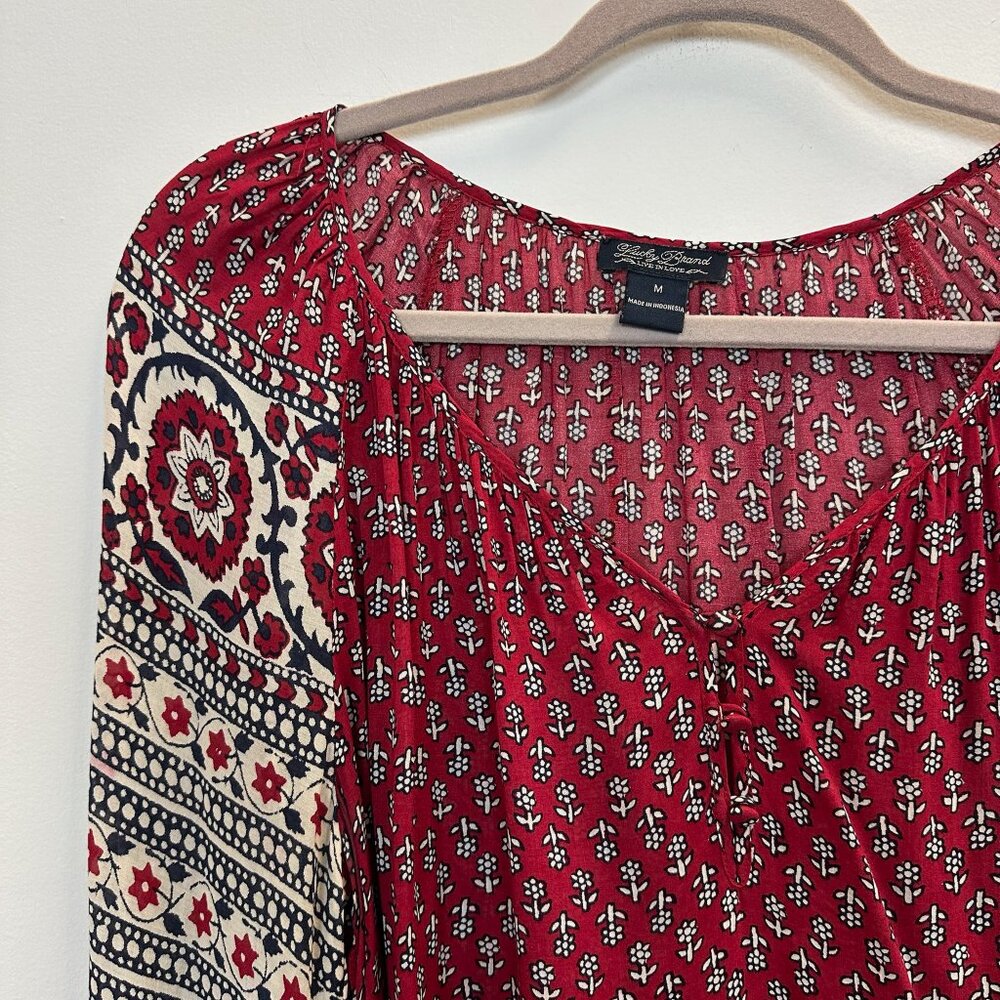 Lucky Brand Red Floral Petaluma Peasant Blouse - Picture 2 of 14